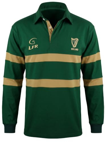 Men's Irish Harp Rugby Shirt, Green, X-Large