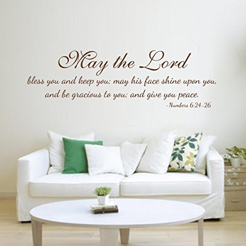 Bible Verse Wall Quotes Family Living Room Words Decoration Removable Religious Decal Wallpaper May the Lord Bless You and Keep You May His Face Shine Upon You...£¨Large,Black£©