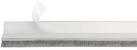Amig - Dörrspärr för entré- eller passagedörrar - Ytmonterad självhäftande dragspärr - Borstdesign - Plastfolie mellan borstarna - 1 m - Transparent - PVC