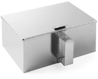 HENDI Asksamlare, Brandsäker Vid Tömning Av Askkoppen, Med Gångjärn Lock, 202 X 170 X (H) 91 Mm, Rostfritt Stål, Silver