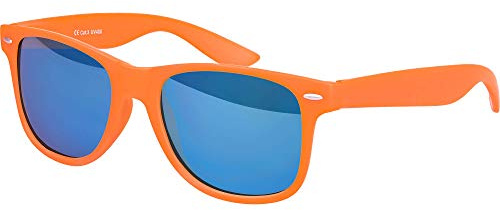 Balinco Solglasögon UV400 CAT 3 CE Gummi - med fjädergångjärn för män & kvinnor (orange - blå speglade)