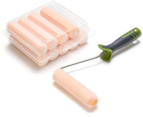 10 x Colorus Superflock Lackierwalze beidseitig rund 16cm + Farbrollerbügel Lackrolle Lackierrolle