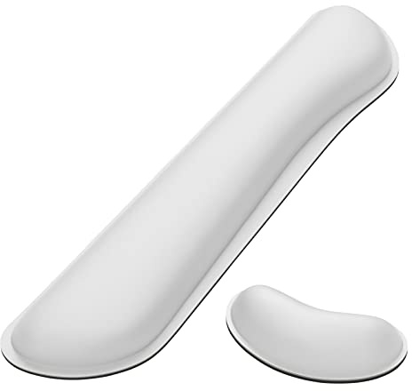 Dapesuom Enlarge Keyboard Wrist Rest Pad,Memory Foam Set Wrist Cushion Support for Easy Typing & Pain Relief,Mouse Wrist Pad,Anti-Slip Wrist Support for Gaming,Computer, Laptop, Office,Ivory White