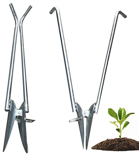 De Mano Largo Jardín Manejado Bulbo Plantador Instrumentos Planta Trasplantadora Vegetal Planta de Semillero Herramienta Manual ​por Verduras Cebolla Rábano Remolacha Lechuga Plateado
