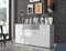 Forte ANTUZA Moderne Kommode 160 170, weißes Sideboard mit 4 Türen und 2 Schubladen, Holzwerkstoff, Betonoptik hellgrau/Weiß, 162,3 cm breit x 88,1 cm hoch x 34,2 cm tief