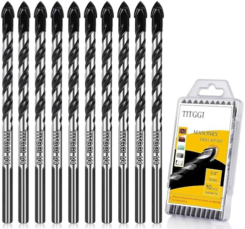 10-Piece 1/4 Masonry Drill Bit Set & Concrete Drill Bit Set
