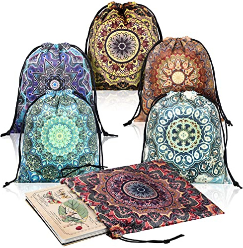6 Pcs Velvet Storage Bag Dice Storage Bag Drawstring Tarot Card Holder Bag Jewelry Pouch Enthusiasts Hand Gift Bags, 7.1 x 5.9 Inches 6 Styles (Floral Style)