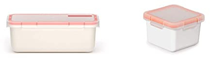 Valira Porta alimentos - Contenedor hermético de 0,75 L hecho en España, color blanco & Porta alimentos - Contenedor hermético de 0,4 L hecho en España, color blanco