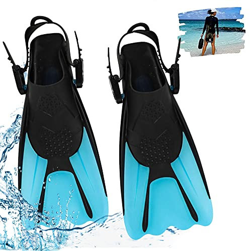 Udbrud Schnorchelflossen, Verstellbare Flossen mit Tasche Unisex Taucherflossen Gr.34-38 Kurze Schwimmflossen für Erwachsene und Kinder zum Schnorcheln, Schwimmen und Tauchen