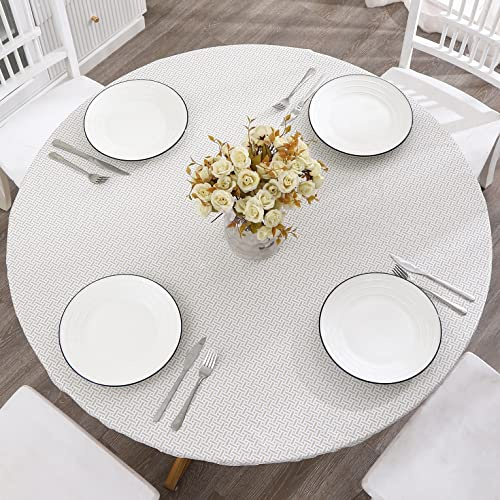 Walrus Round Vinyl Fitted Tablecloth with Flannel Backing Elastic Edge Design Table Cover Waterproof Oil-Proof PVC Table Cloth Stain-Resistant Best for 45-56 Round