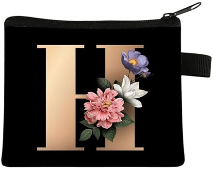 FAVORTALK Purses for Women Soft Bag Small Purse and Card Holder with Zipper Black Change Pocket for Girls Boys Floral Coin Bags - 13610