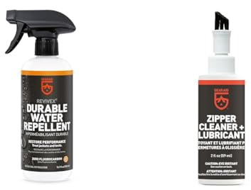 GEAR AID Revivex Durable Water Repellent (DWR) Spray for Waterproofing & Zipper Cleaner & Lubricant with Zipper Teeth Brush Gear Repair Kit, Clear, 2 oz, 29117