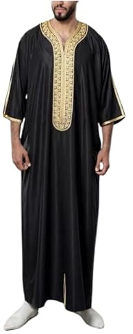 Greatfool Kaftano Uomo con Finiture di Alta qualità - Vestito Arabo Uomo in Stile Kaftan Marocchino discreto e Raffinato - M
