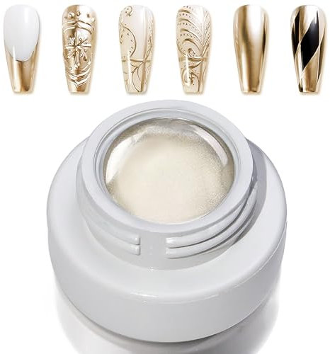 Metallic Chrome Gel Polish - Gold Mirror UV Nail Art, Glossy Bronze Design for Women DIY