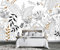 ZXCHEE Papier Peint Feuilles Noir Et Blanc Fleurs Fresque Intissé 3D Papier Peint Panoramique Nature Peinture Murale Chambre Salon -FG009-330x245cm