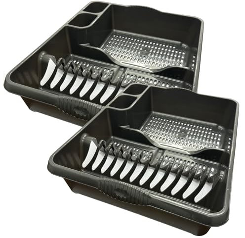 Pluto Packaging Large Plastic Kitchen Dish & Cutlery Drainer Rack With Integral Handles (1)