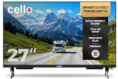 Cello C2725WS Trav 27 Zoll 12V Smart Traveller TV, 230V, WebOS, Freeview Play, Perfect Pitch Sound, ideal für Wohnwagen und Wohnmobile, hergestellt in Großbritannien