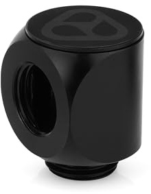 Thermal Grizzly DeltaMate Rotary - Accesorio de refrigeración por agua negra de 90° - Rosca G1/4 pulgadas, latón mecanizado CNC negro mate