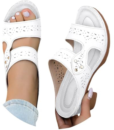 Generiska tofflor & sandaletter för kvinnor med klack, sandaletter dam med klack, eleganta, blockhäl ortopediska sandaler öppen tå höga klackar tofflor bekväma halkfria sommarskor