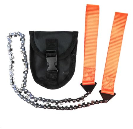 Sierra de Cadena de Bolsillo para Cortar Madera sin Esfuerzo, Sierra de Mano de Supervivencia 61 cm con 33 Dientes para Preparar Leña - Equipo Ideal para Camping y Senderismo