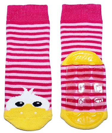Weri Spezials baby and kids stopper socks duck motif for girls and boys in 8 great colors, full ABS anti-slip sole anti-slip (31-34, pink)