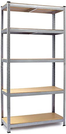 Humberg Regal Kellerregal Lagerregal Schwerlastregal mit Stahlgestell Metall Belastbar bis 875 kg 5 Ablagen 40 x 90 x 180 cm Silber