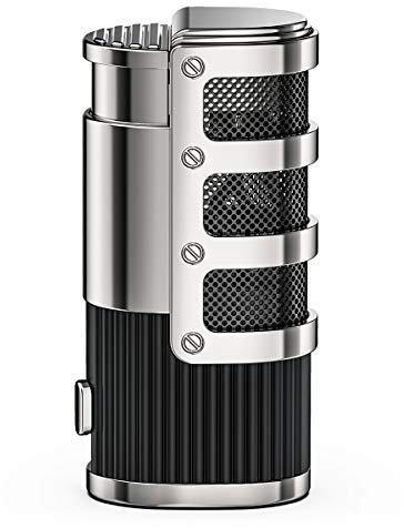 VVAY Sturmfeuerzeug Jetflamme Gas Nachfüllbar, 3 Jet Flammen Feuerzeug (Verkauft ohne Gas)