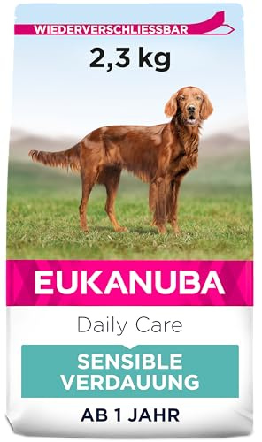 Eukanuba Daily Care Sensitive Digestion hundmat – torrfoder för hundar med känslig matsmältning, magvänlig med lättsmält ris, 2,3 kg