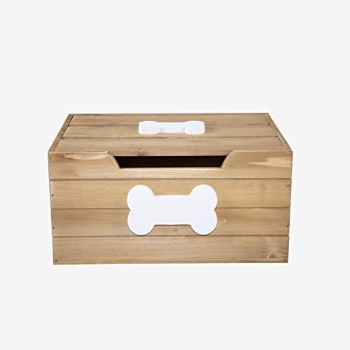green leaves Premium Quality Dog Toy Storage Box Wooden Crates Pet Gift Box Toy Chest (Brown, Medium)