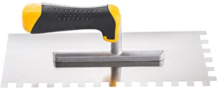 HARDY Truelle À Dents Série 2k * 28 *D'acier Inoxydable Pour L'application de Mortiers Adhésifs Plâtre Lisse Durable Dimensions 12 X 28 cm Taille des Dents 12 X 12 mm