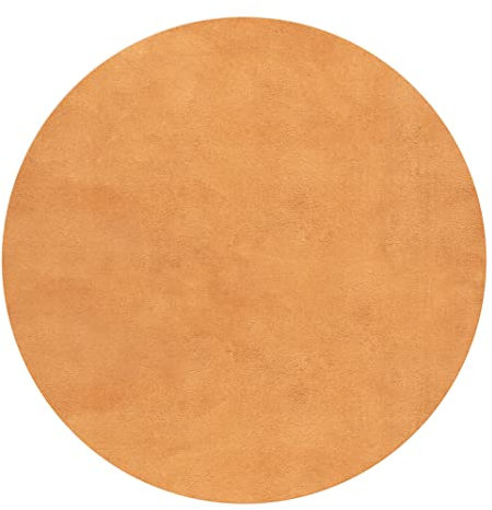 Mia´s Teppiche Taos kuscheliger Kurzflor Teppich, Anti-Rutsch Unterseite, Waschbar bis 30 Grad, Super Soft, Felloptik, Terra, 120 x 120 cm Round