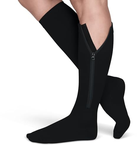 TheraMagic™ Zipper Compression Socks for Men & Women, 20-30mmHg Closed Toe Graduated Zippered Compression Stocking