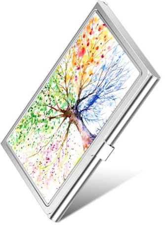 Hnogri Visitenkartenetui, Slim Visitenkartenetui, schlanker Metall-Visitenkarten-Organisator, Schnallenstil geschlossen, Taschen-Namenskartenhalter Brieftasche.