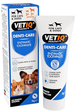 VETIQ Denti-Care Enzymatic Toothpaste for Cats 3+ Months & Dogs 2+ Months, Designed to Help Clean Teeth, Support Gum Health & Freshen Breath, 70 g (Pack of 1)