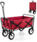 COSTWAY Bollerwagen faltbar, Handwagen mit verstellbarem Griff und Getränkehaltern, Gartenwagen bis 68 kg belastbar, Transportwagen für Einkaufen, Camping (Rot)