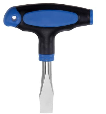 QUARKZMAN Destornillador de Cabeza Plana con Mango en Forma de T de 12 mm Fácil de Usar Mango Ergonómico Destornillador de Cabeza Plana con Ranura Y Mango de Plástico Azul Y Negro