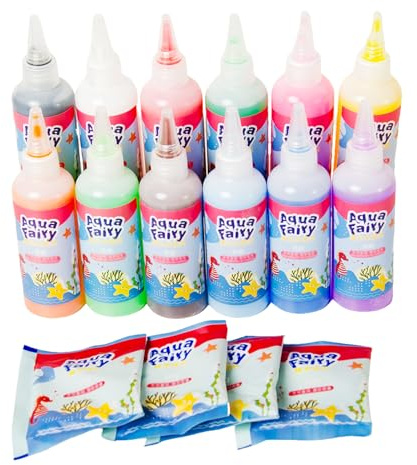 Balakaka Aqua Gelz Set Colour Gel 12 flacons + Poudre 4 packs, Jouet en Gel d'eau, Colorés DIY Gels Magiques 3D CréAtifs Cadeau pour Enfants 3+