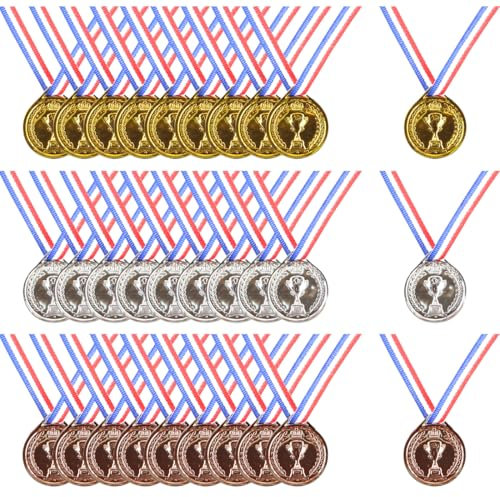 WeddHuis 30 Stück Medaillen für Kinder,Gewinner Goldmedaillen für Schule,Sportstag oder Mini-Olympiade Kindergeburtstag Party Kindergeburtstag Spiele mitbringsel Partygeschenk für Kinder