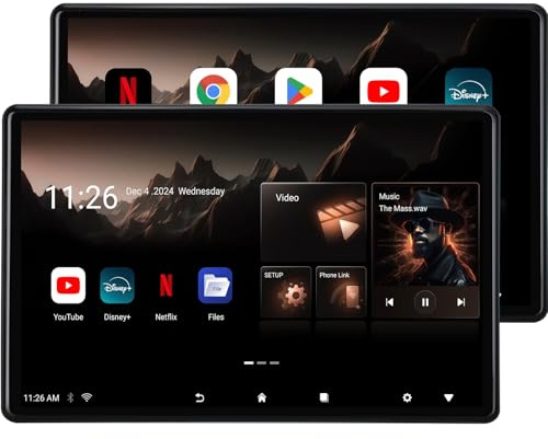 14 inch 4K Android.13 Car TV Headrest Monitor for Cars Back seat Rear Entertainment System, Support Phone Wireless Mirror Link Touch Screen,with WiFi/Bluetooth/HDMI/USB/Video Player (4G+64G(2*PCs))