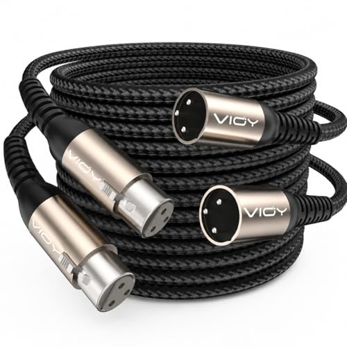 VIOY XLR Microphone Cable 2 Pack 25 FT, Male to Female Balanced Mic Cord