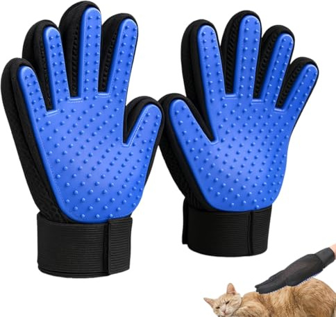 KYLOS Guanto Spazzola per Cani e Gatti - Rimozione Pelo Morto e Massaggio - Taglia Unica per Tutte le Razze - Adatto per Pelo Corto e Lungo - 1 Paio con Design Ergonomico