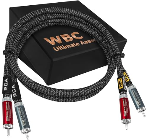 WORLDS BEST CABLES 3 Foot Ultimate – 18 AWG - Ultra-Pure OFC – Ultra-Low-Capacitance (15pF/ft) - Premium Audiophile RCA Cable Pair with Silver-Plated Pure-Copper RCA Plugs & Carbon Tweed Jacket