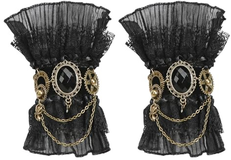 1 Paire Rétro Gants Dentelle Steampunk, Gothiques en Gants Sans Doigts, Accessoires Steampunk Femmes, pour Halloween, Carnaval et Bal Masqué