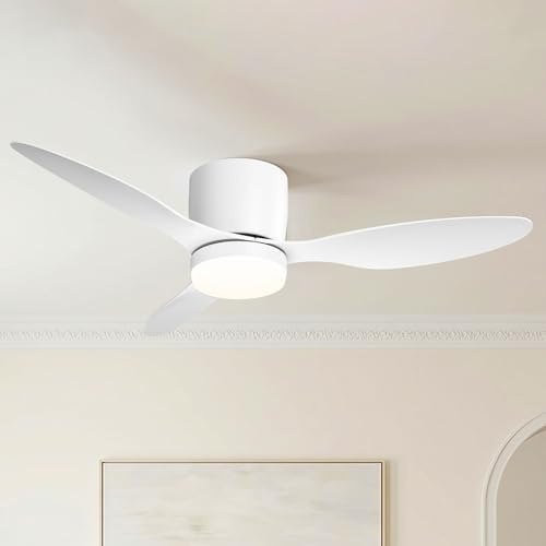 Parrot Uncle Ventilador de Techo ABS con Luz LED 24W, Mando a Distancia, 6 Velocidades, Ultra silencioso, 3 Aspas 106 cm de Diámetro, Función Verano-Invierno, Temporizador, Blanco