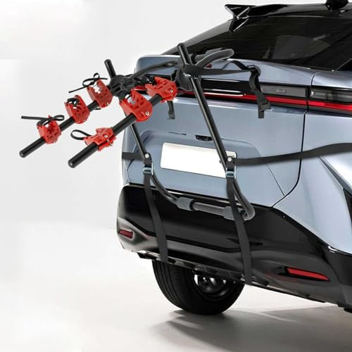 YIYIBYUS 3 Bike Rack Trunk Mount Rack, Foldable Vehicle Bicycle Carrier for Most Cars SUV Sedan Hatchback Minivan, w/Adjustable Straps