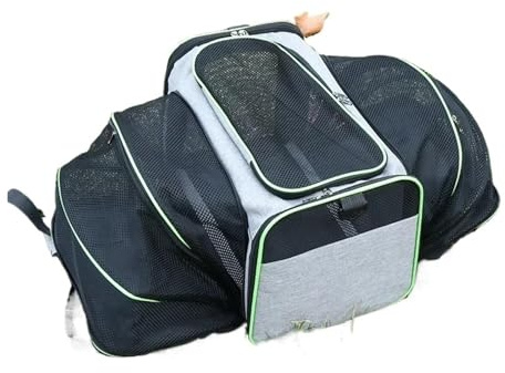 Katttransportbur transportbur för katter, stora katter, transportväska, utbyggbar kattkorg, transport för 2 katter, hundar, valpar, flygplan vikbar hundtransportlåda (grön, (S) 40 cm x 25 cm x 25 cm)