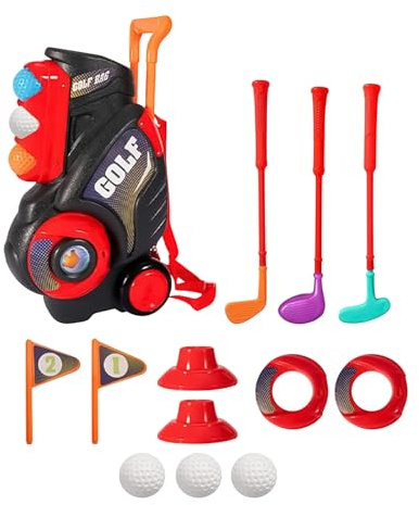 Set Di Mazze Da Golf Portatili - Kit Da Allenamento Per Golf Per Bambini, Giocattolo Didattico Divertente E Completo Per Ragazzi E Ragazze, Include Magliette Con Palline E Bandiere | Esperienza Di Gio