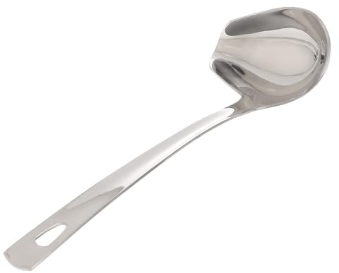 Angoily Cuchara para Salsa de Acero Inoxidable Diseño Borde Inclinado Utensilio de Cocina para Verter y Decorar Apta para Lavavajillas 1 Pieza