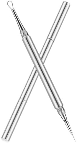 Outil d'expression des boutons - Extracteur de points noirs - En acier inoxydable - Aiguille lancette - Pour l'acné - Pince à épiler - Extracteur de points noirs - Outil pour presser les boutons