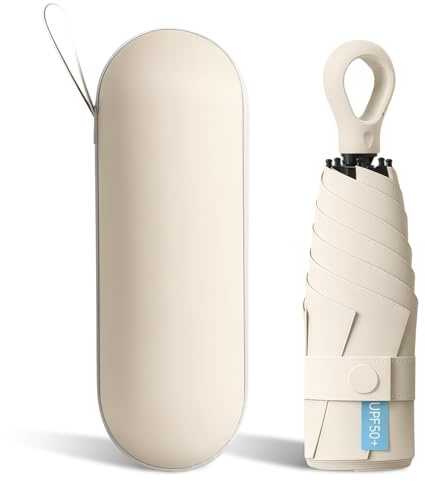BoomCelocity Mini Paraguas Plegable Compacto – Protección UV y Antiviento, con Cubierta Tipo Cápsula, Portátil para Viaje, Unisex Hombres y Mujeres